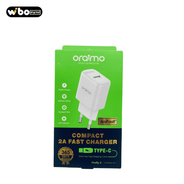 CARREGADOR ORAIMO COM CABO USB-C